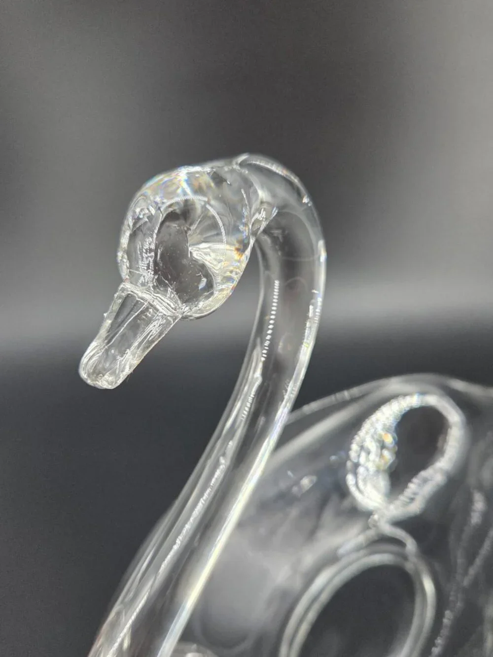 Vintage Duncan Miller Glass Swan Bowl 12